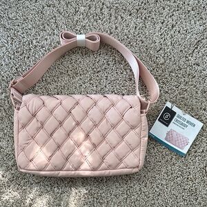 LS Live In Style Quilted Woven Crossbody Bag - Pink